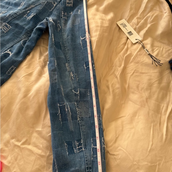 L'AGENCE Wayne Patchwork Denim Crop Blazer, Size L Excellent Condition - Picture 13 of 16